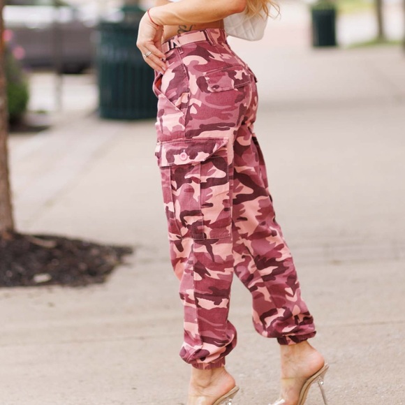 Pants - Pink camo cargo pants